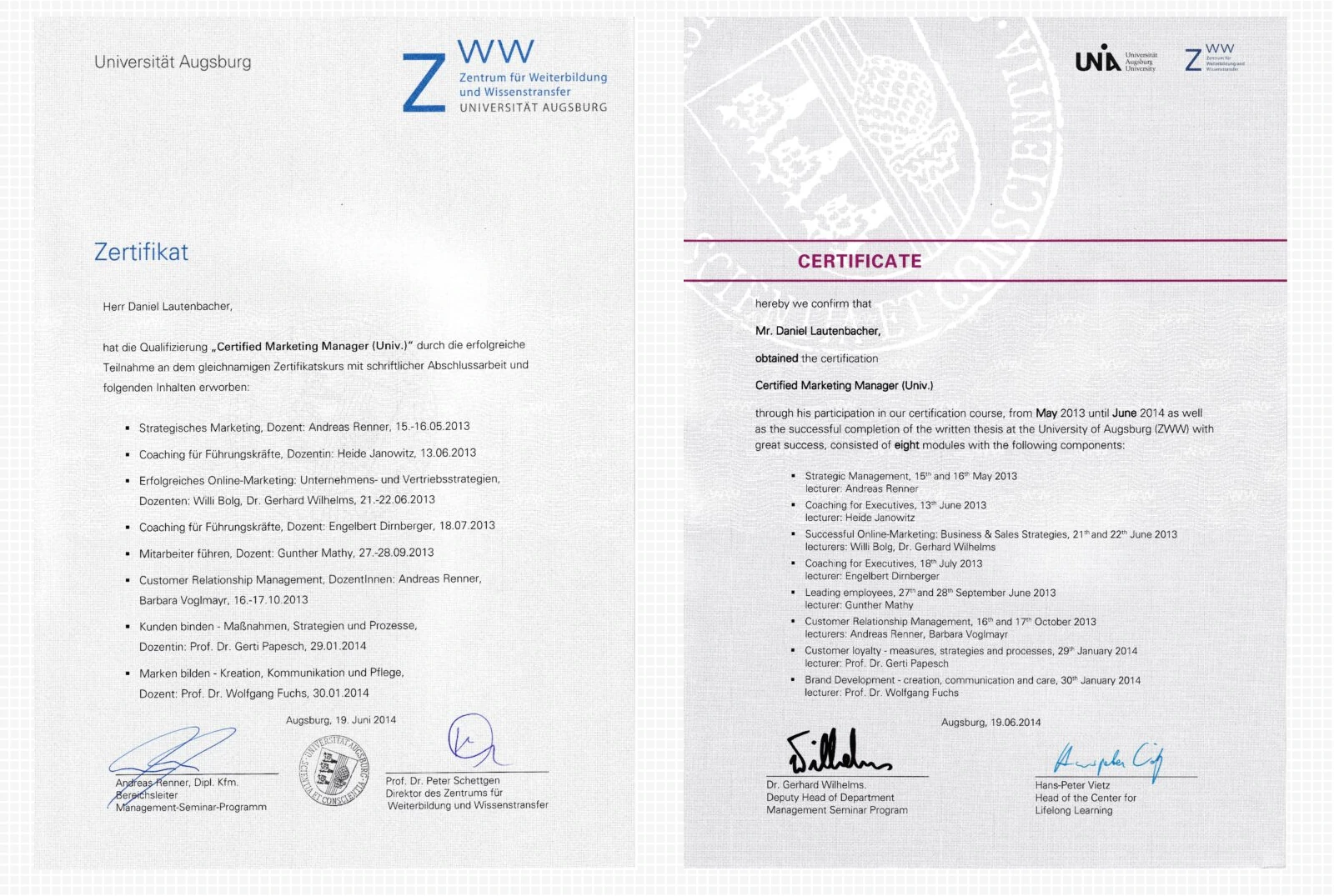 Marketing & eCommerce Zertifizierungen
