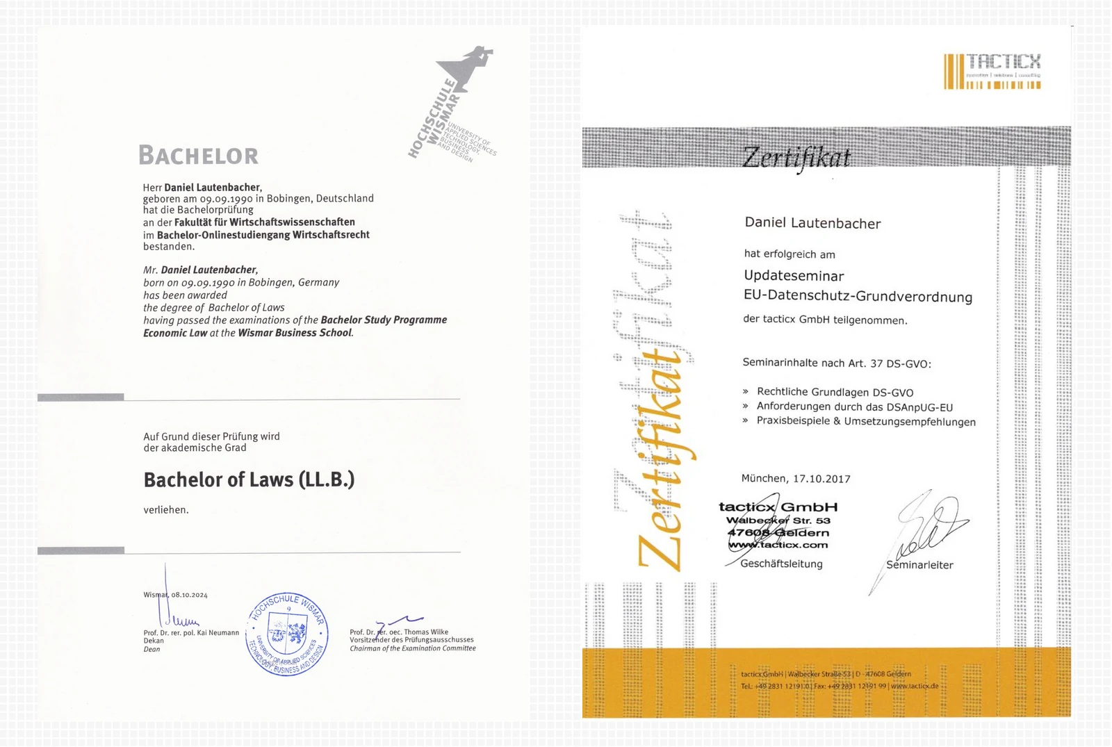 Recht & Compliance Zertifizierungen